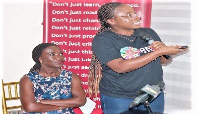 Yvonne Appiah-Kubby, Assistant Programme Officer, Centre for Democracy and Socio-Economic Development Africa, making a presentation during the media engagement. Picture: Maxwell Ocloo 